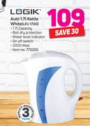 Logik Auto 1.7Ltr Kettle White LPJ-1700