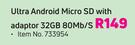 Sandisk Ultra Android Micro SD With Adaptor 32GB 80Mb/S