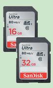 Sandisk 32GB Ultra SDHC 80Mbs-Each