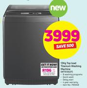 Hisense 13kg Top Load Titanium Washing Machine WTX1302T