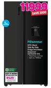 Hisense 670Ltr Black Side By Side Fridge & Water Dispenser H670SMIB-WD
