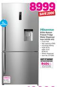 Hisense 610Ltr Bottom Freeer Fridge Water Dispenser Inox H610BI-WD