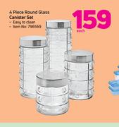4 Piece Round Glass Canister Set-Each