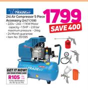 Trade Air 24l Air Compressor 5 Piece Accessory 24LTC108