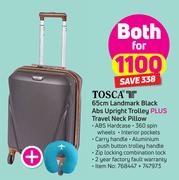 Tosca 65cm Landmark Black Abs Upright Trolley Plus Travel Neck Pillow-Both