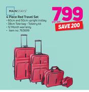 0 Mainstays 4 Piece Red Travel Set-Per Set