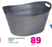28L Plastic Oval Tub With Handles-Each