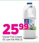 Clover Full Cream Or Low Fat Milk-2Ltr