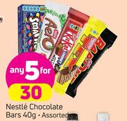 Nestle Chocolate Bars Assorted-5 x 40g