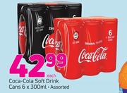 Coca Cola Soft Drink Cans Assorted-6 x 300ml Each