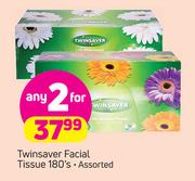 Twinsaver Facial Tissue Assorted-2 x 180's