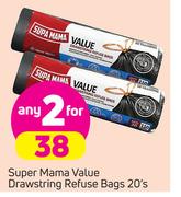 Super Mama Value Drawstring Refuse Bags-2 x 20's