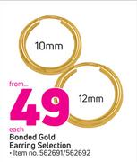 Bonded Gold Earring Selection 12mm-Each
