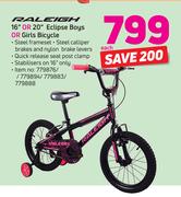 Raleigh 16" Or 20" Eclipse Boys Or Girls Bicycle-Each
