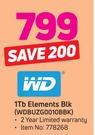 WD 1TB Elements BLK WDBUZ0010BBK