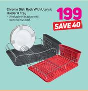 Chrome Dish Rack With Utensil Holder & Tray