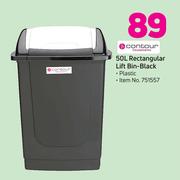 Contour 50Ltr Rectangular Lift Bin Black Plastic