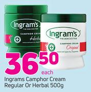 Ingrams Camphor Cream Regular Or Herbal-500g Each