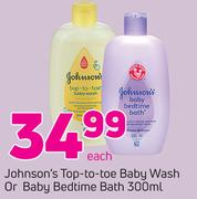 Johnson's Top-To-Toe Baby Wash Or Baby Bedtime Bath-300ml Each