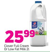 Clover Full Cream Or Low Fat Milk-2Ltr 