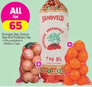 Oranges 2kg, Onions 2kg & Potatoes 7kg-For All 