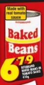 Ritebrand Baked Beans In Tomato Sauce-410g