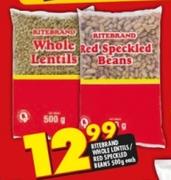 Ritebrand Whole Lentils/Red Speckled Beans-500g Each