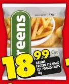 Greens Frozen Straight Cut Potato Chips-1kg