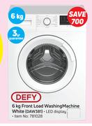 Defy 6Kg Front Load Washing Machine White DAW381-Each
