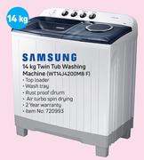 Samsung 14Kg Twin Tub Washing Machine WT14J4200MB F-Each