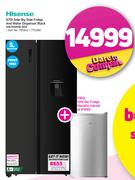 Hisense 670Ltr Side By Side Fridge & Water Dispenser Black H670SMIB-WD