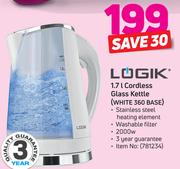 Special Logik 1.7L Cordless Glass Kettle White 360 Base m