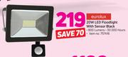 Eurolux 20W LED Floodlight With Sensor Black