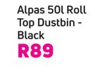 Albas 50L Roll Top Dustbin Black