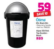 Albas 50L Roll Top Dustbin Black
