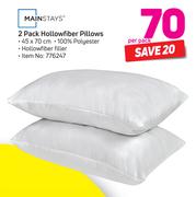 Mainstays 2 Pack Hollowfibre Pillows-Per Pack