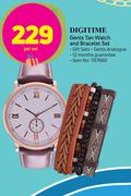 Digitime Gents Tan Watch & Bracelet Set-Per Set