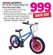 Raleigh 16" Or 20" Enduro Boys Or Girls Mountain Bike-Each