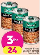 Rhodes Baked Beans In Tomato Sauce-3x410g