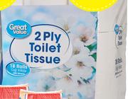 Great Value 2 Ply Toilet Tissue 350 Sheets-18's Pack