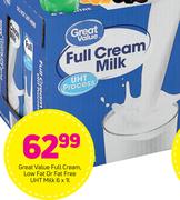 Great Value Full Cream Low Fat Or Fat Free UHT Milk-6x1L