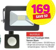 Eurolux 10 W LED Floodlight With Sensor Black
