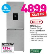 Defy 323Ltr Bottom Freezer Fridge WD C425 Metallic DAC627
