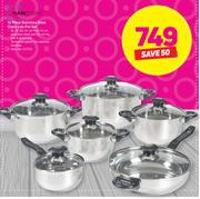 Mainstays 12 Piece Stainless Steel Glass Lids Pot Set