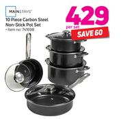Mainstays10 Piece Carbon Steel Non Stick Pot Set-Per Set