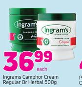 Ingrams Camphor Cream Regular Or Herbal-500g Each