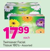 Twinsaver Facial Tissue-180's Each