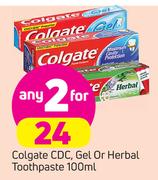 Colgate CDC, Gel Or Herbal Toothpaste-2x100ml