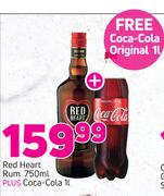 Red Heart Rum 750ml + Coca Cola 1Ltr