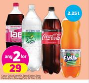 2Coca-Cola Light Or Zero, Sprite Zero, Fanta Zero, Stoney Zero Or Tab-2x2.25Ltr